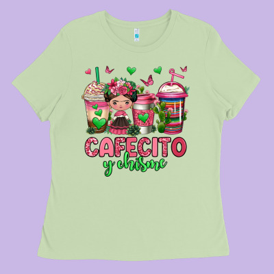Cafecito Y Chisme Coffee Cups Ladies Tee Designed By Jasminsmagicworld