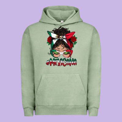 Mexicana Messy Bun Mama Urban Hoodie Designed By Bundleandbundleshop