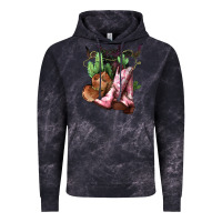 Cloud Black cowgirl boots hat horns cactus Vintage Hoodie - NancyCooperArtShop