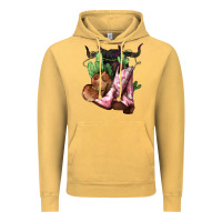 Vintage Mustard cowgirl boots hat horns cactus Vintage Hoodie - NancyCooperArtShop