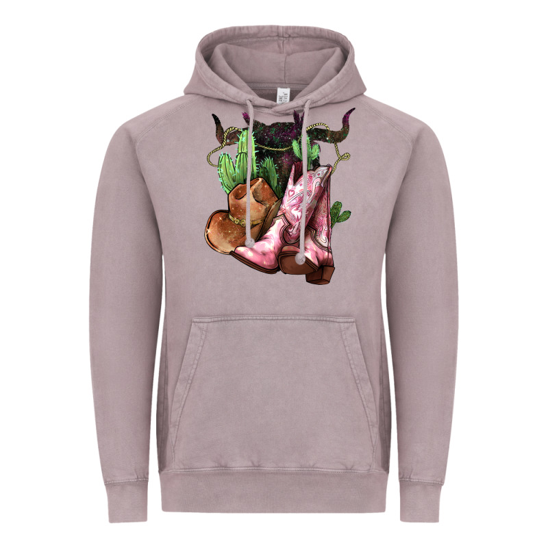Cowgirl Boots Hat Horns Cactus Vintage Hoodie by NancyCooperArtShop | Teevron