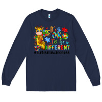 Navy it s ok to be different giraffe Long Sleeve Tee - LillyAllenDesigns