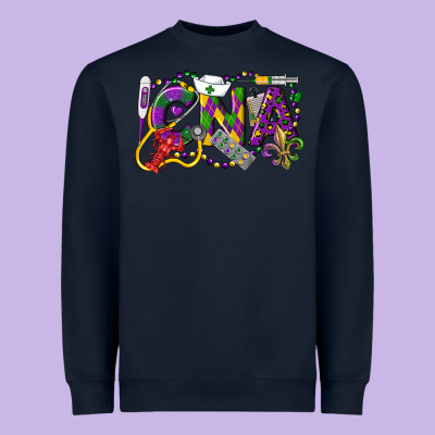 Cna Certified Nursing Assistant Mardi Gras Heavyweight Sweatshirt Designed By Lillyallendesigns