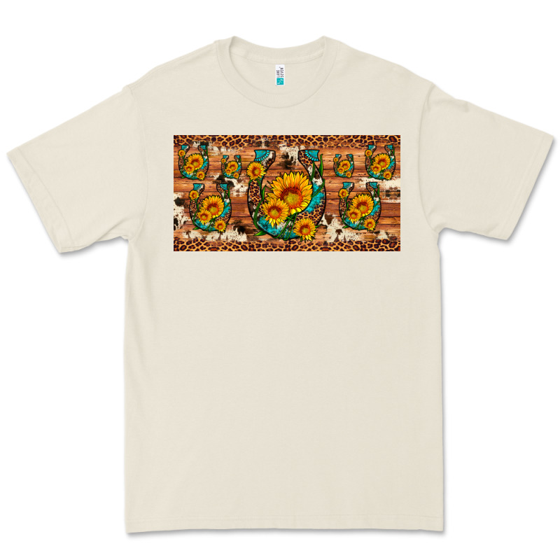 Sunflower Gemstone Leopard Cowhide Horseshoe License Plate Premium Tee by Artiststas | Teevron