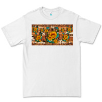 White sunflower gemstone leopard cowhide horseshoe license plate Premium Tee - Artiststas
