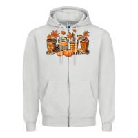 Dove Grey Fall coffee cups Zipper Hoodie - NancyCooperArtShop