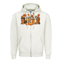 Oatmeal Heather Fall coffee cups Zipper Hoodie - NancyCooperArtShop