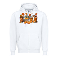 White Fall coffee cups Zipper Hoodie - NancyCooperArtShop