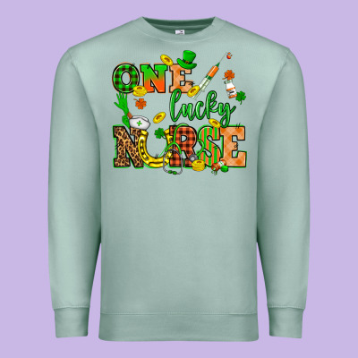 St. Patricks Day One Lucky Nurse Premium Sweatshirt Designed By Howdyjamesfarm