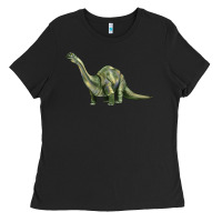 Black dinosaur brontosaurus Ladies Tee - Artiststas