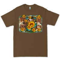 Cacao sunflower gemstone leopard cowhide horseshoe background Premium Tee - Artiststas
