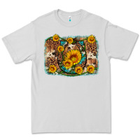 Dove Grey sunflower gemstone leopard cowhide horseshoe background Premium Tee - Artiststas