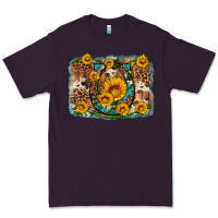 Plum sunflower gemstone leopard cowhide horseshoe background Premium Tee - Artiststas