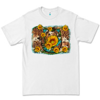 White sunflower gemstone leopard cowhide horseshoe background Premium Tee - Artiststas