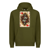 Army Green King Of Hearts Cowboy Premium Hoodie - HowdyJamesFarm