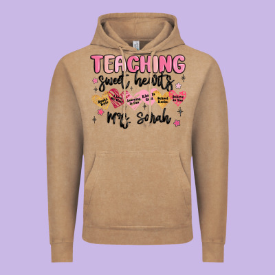 Teaching Sweet Hearts Vintage Hoodie Designed By Maliassmallbusiness