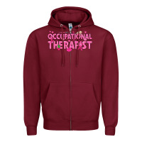 Burgundy breast cancer occupational therapist Zipper Hoodie - texasbilliewilder
