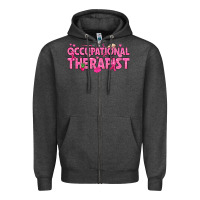 Charcoal Heather breast cancer occupational therapist Zipper Hoodie - texasbilliewilder