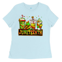 Baby Blue juneteenth afro coffee cups Ladies Tee - Jasminsmagicworld