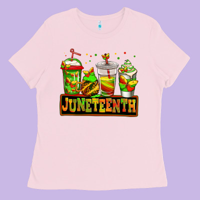 Juneteenth Afro Coffee Cups Ladies Tee Designed By Jasminsmagicworld