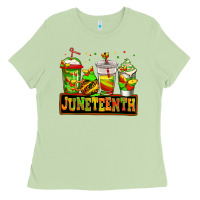 Matcha juneteenth afro coffee cups Ladies Tee - Jasminsmagicworld