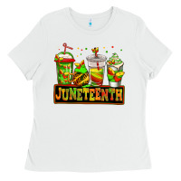 White juneteenth afro coffee cups Ladies Tee - Jasminsmagicworld