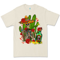 Bone skeleton with sombrero and tequila Premium Tee - AdoDesignShop
