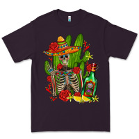Plum skeleton with sombrero and tequila Premium Tee - AdoDesignShop