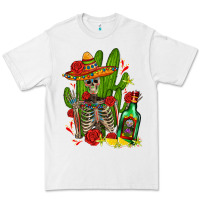 White skeleton with sombrero and tequila Premium Tee - AdoDesignShop