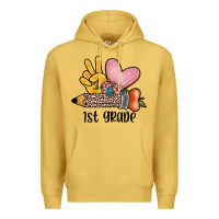 Antique Gold peace love 1st grade Premium Hoodie - JahusDesignShop