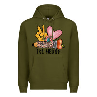 Army Green peace love 1st grade Premium Hoodie - JahusDesignShop