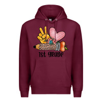 Burgundy peace love 1st grade Premium Hoodie - JahusDesignShop