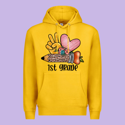 Peace Love 1st Grade Premium Hoodie Designed By Jahusdesignshop