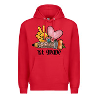 Red peace love 1st grade Premium Hoodie - JahusDesignShop