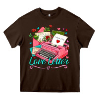Chocolate Brown love letter with typewriter Heavy Core Tee - AdoDesignShop
