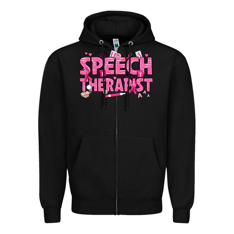 Breast Cancer Speech Therapist Zipper Hoodie by texasbilliewilder | Teevron