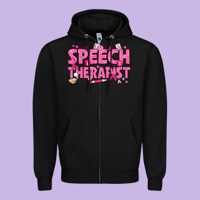 Breast Cancer Speech Therapist Zipper Hoodie Designed By Texasbilliewilder