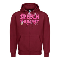 Burgundy breast cancer speech therapist Zipper Hoodie - texasbilliewilder