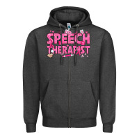 Charcoal Heather breast cancer speech therapist Zipper Hoodie - texasbilliewilder