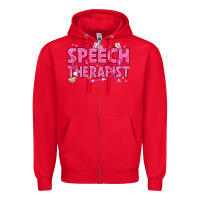 Red breast cancer speech therapist Zipper Hoodie - texasbilliewilder