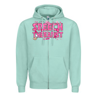 Seafoam breast cancer speech therapist Zipper Hoodie - texasbilliewilder