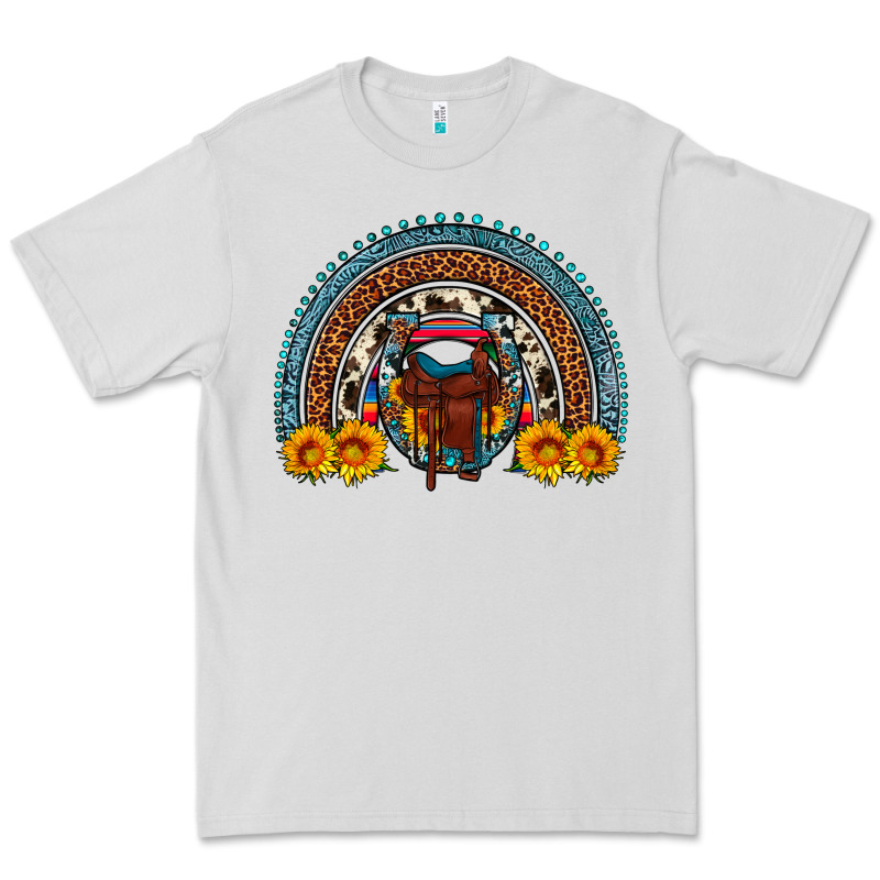 Saddle Sunflower Horseshoe Rainbow Premium Tee by Artiststas | Teevron