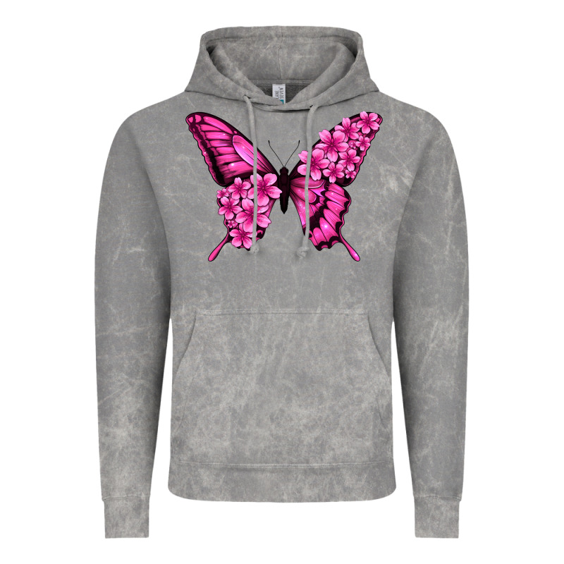 Floral Pink Butterfly Vintage Hoodie by NancyCooperArtShop | Teevron