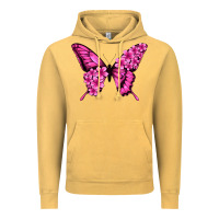 Vintage Mustard Floral pink butterfly Vintage Hoodie - NancyCooperArtShop