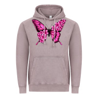 Vintage Zinc Floral pink butterfly Vintage Hoodie - NancyCooperArtShop