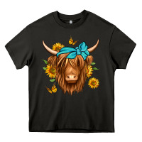 Asphalt sunflower long haired cow Heavy Core Tee - Jasminsmagicworld