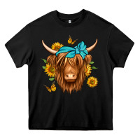 Black sunflower long haired cow Heavy Core Tee - Jasminsmagicworld