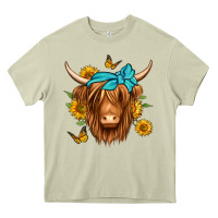 Mossy sunflower long haired cow Heavy Core Tee - Jasminsmagicworld