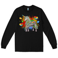 Black autism unicorn Long Sleeve Tee - LillyAllenDesigns