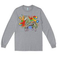 Heather Grey autism unicorn Long Sleeve Tee - LillyAllenDesigns